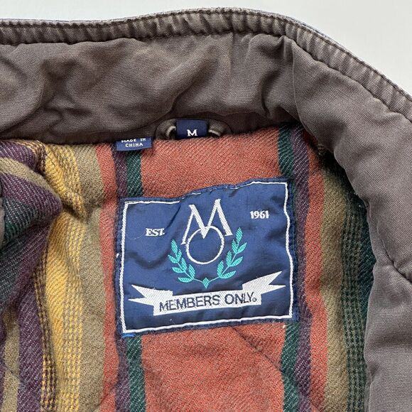 Vintage Members Only Jacket Mens Medium Blue Field Barn Chore Coat Quilt Lined - Picture 5 of 16